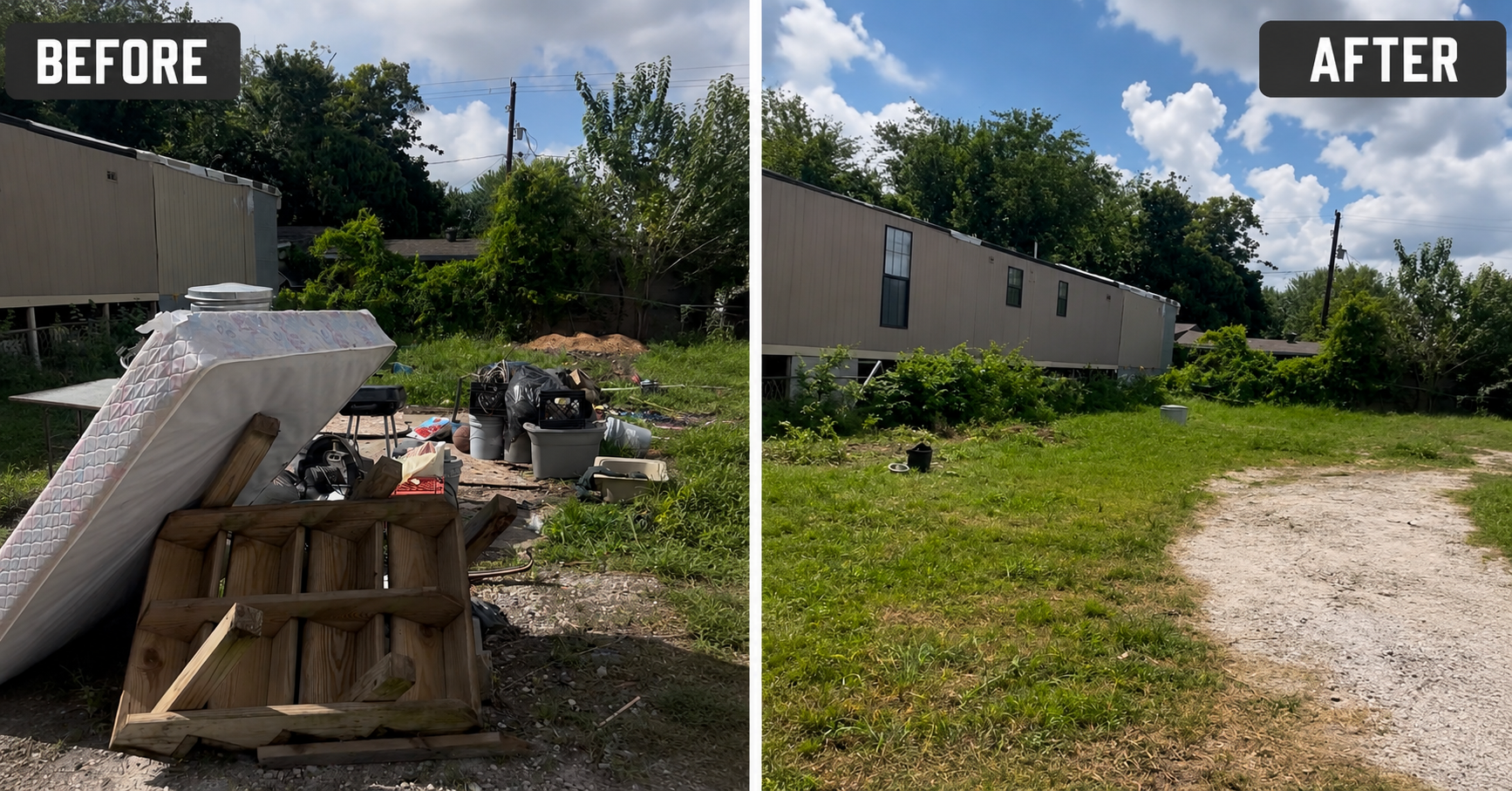 Real Holman Hauling yard cleanup — before and after